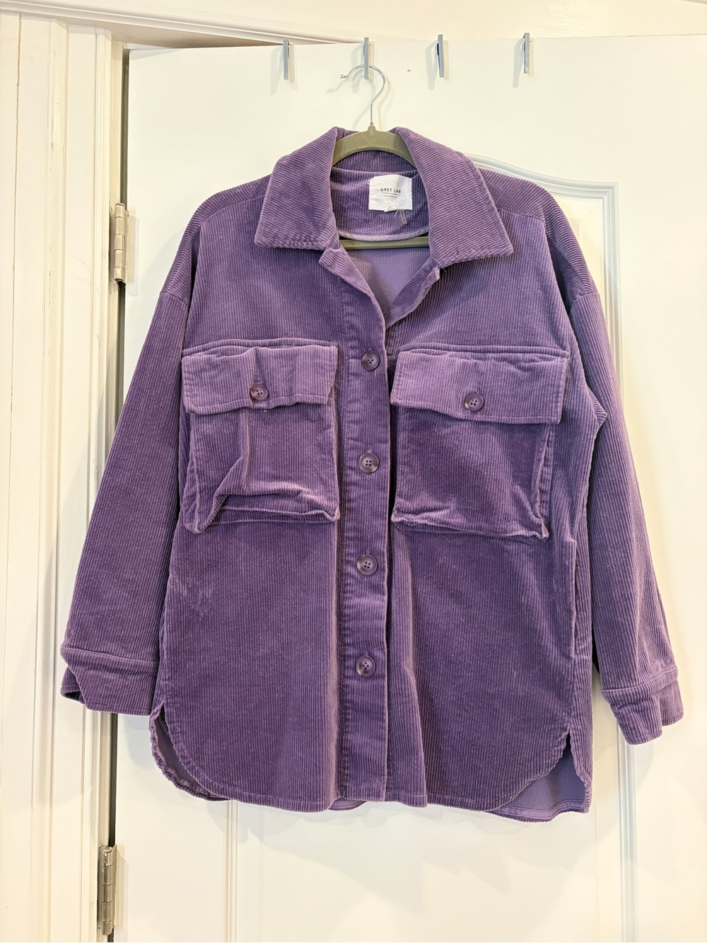 Grey Lab Caslon Purple Corduroy Shacket Jacket